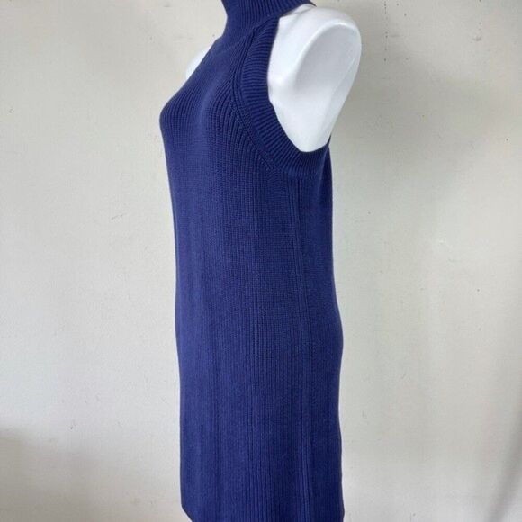 NWT Callahan Fisher Mini Blue Knit High Neck Racer Back Sweater Tank Dress L - Picture 12 of 12